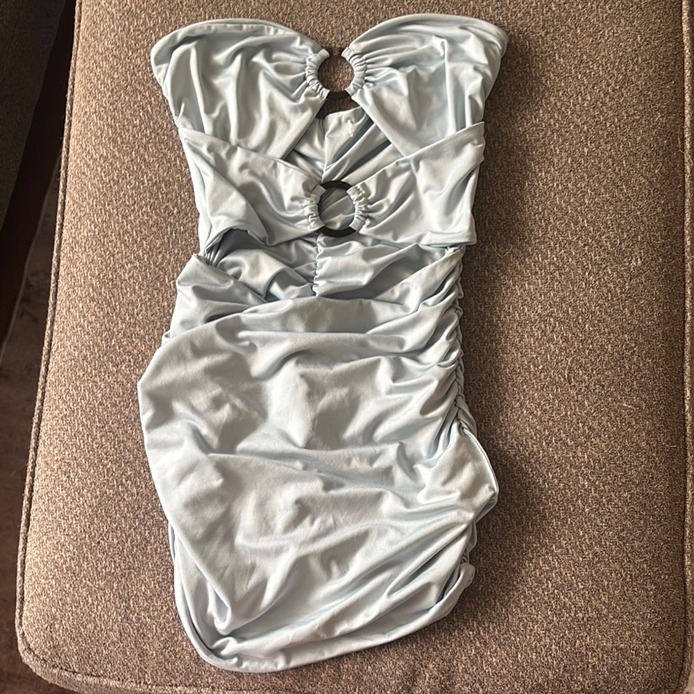 SHEIN Strapless Light Blue Dress